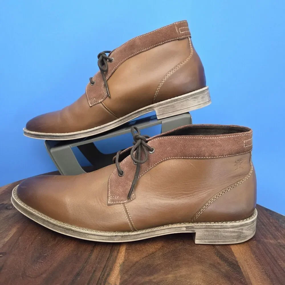 STACY ADAMS Cagney Boot Men's 11M Leather Cognac Tan # 24907-236